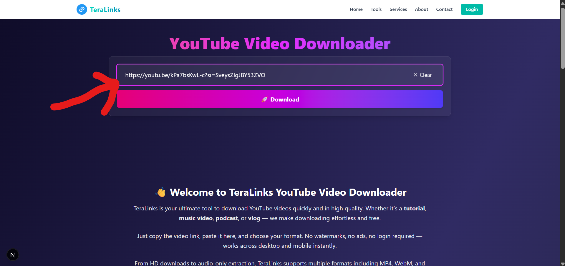 Step 2: Paste into TeraLinks